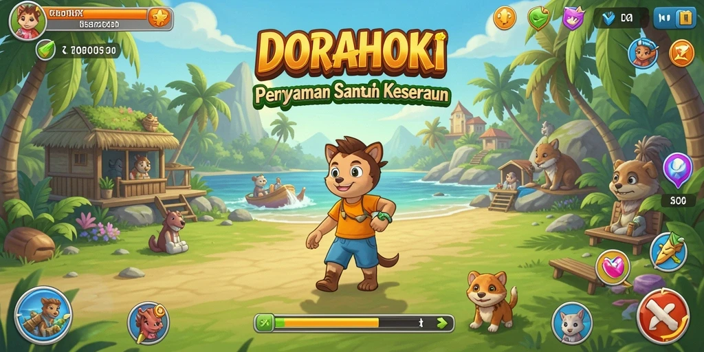 Screenshot DORAHOKI menunjukkan gameplay yang menyenangkan dan penuh warna.