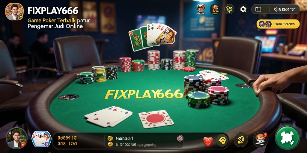 Tampilan screenshot menunjukkan pemain bersaing di meja Poker yang seru.