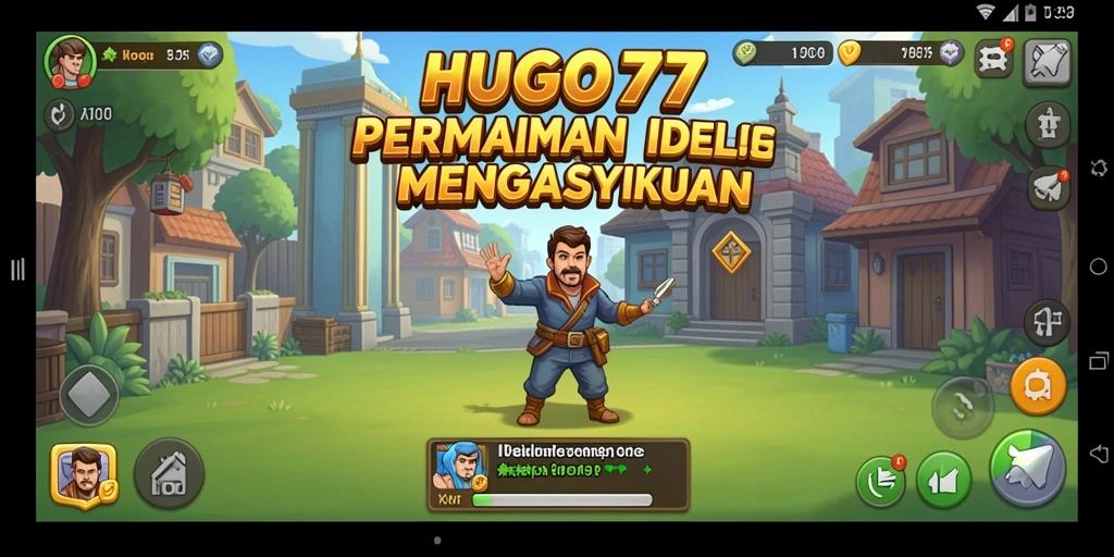 Tangkapan layar gameplay HUGO77 menampilkan aksi santai yang seru.