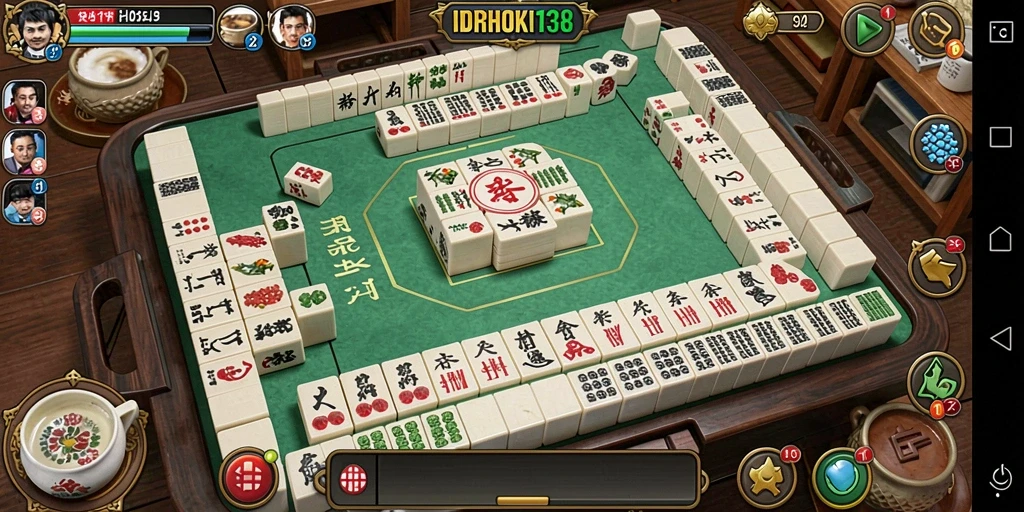 Tampilan gameplay menarik dari <strong>IDRHOKI138</strong> dengan ubin Mahjong berwarna-warni.