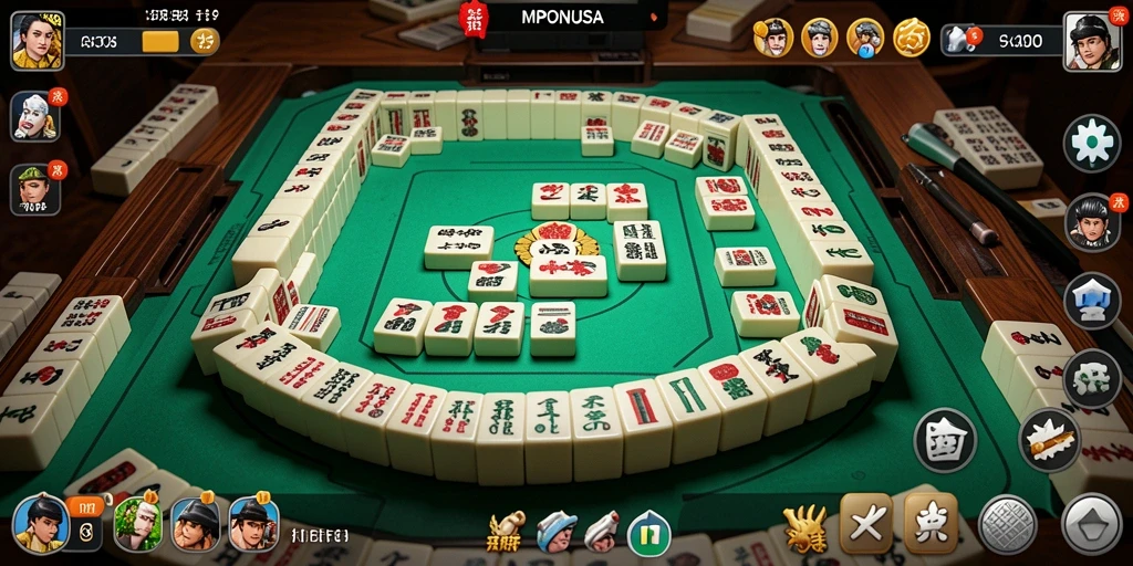 Tampilan gameplay Mahjong yang mendebarkan dari MPONUSA.