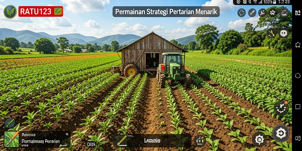 Screenshot gameplay RATU123 menunjukkan momen seru saat memanen hasil pertanian.