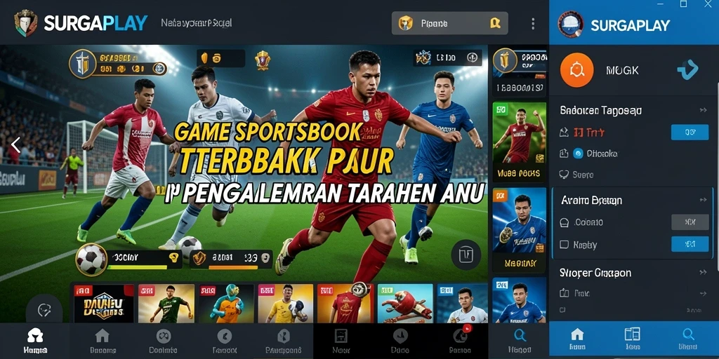 Screenshot menampilkan antarmuka permainan sportsbook yang dinamis.