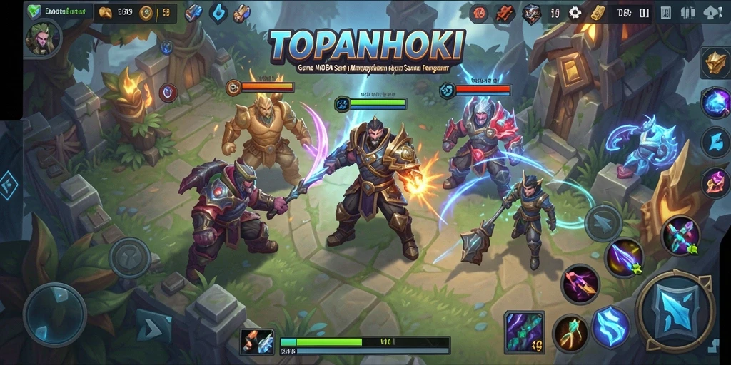 Tangkapan layar gameplay memukau dari TOPANHOKI di arena pertempuran.