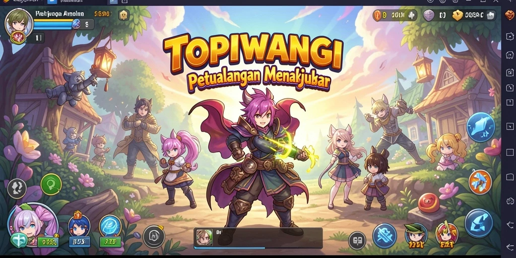 Screenshot gameplay <strong>TOPIWANGI</strong> menampilkan aksi anime yang seru dan karakter menarik.