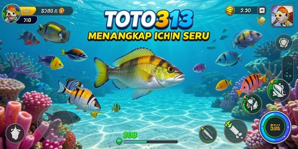 Tampilan gameplay TOTO313 dengan aktivitas menangkap ikan yang seru.
