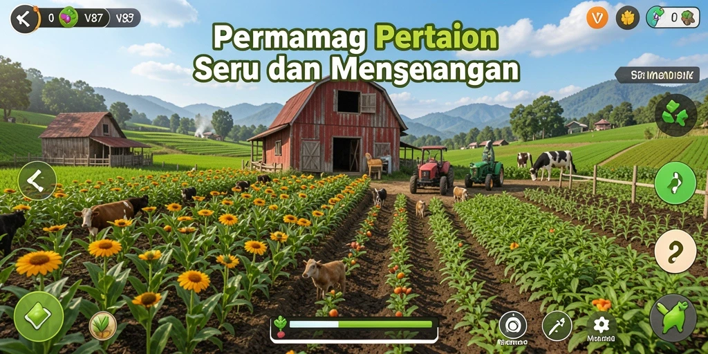 Tampilan gameplay V87 yang menarik di ladang virtual.