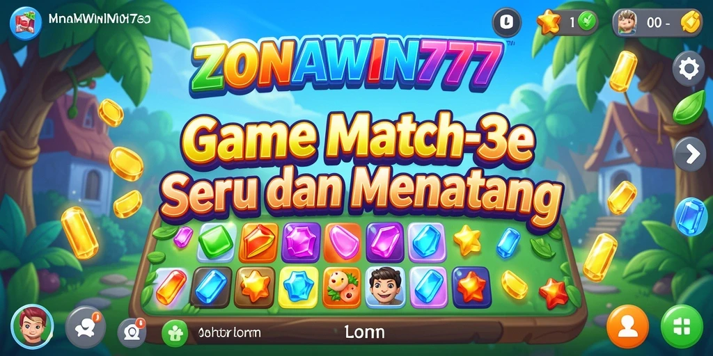 Tampilan gameplay ZONAWIN777 yang menakjubkan dalam sesi Match-3.
